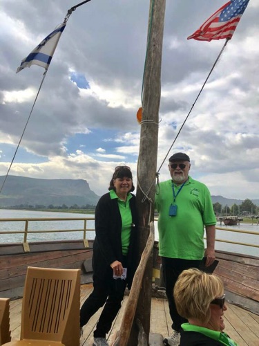 Cathy and I on a boat on the Sea of Galilee Cathy and I on a boat on the Sea of Galilee